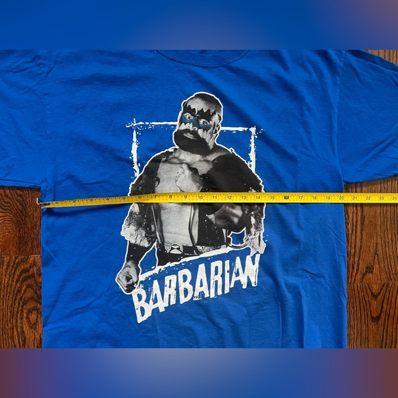 NWOT NWA WWF WCW Wrestlemania Pro Wrestling Barbarian Blue Shirt Men L - Picture 5 of 7